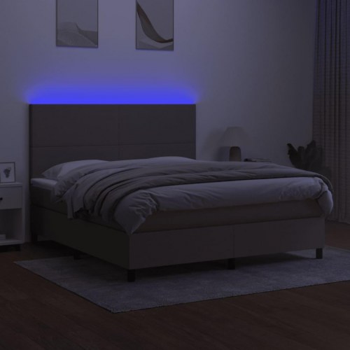 Kontinentalseng med LED-lys 180×200 cm - stof gråbrun