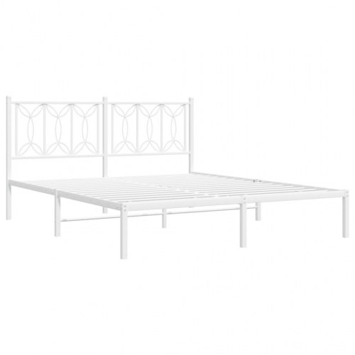 Sengeramme med sengegavl 160x200 cm - metal, hvid
