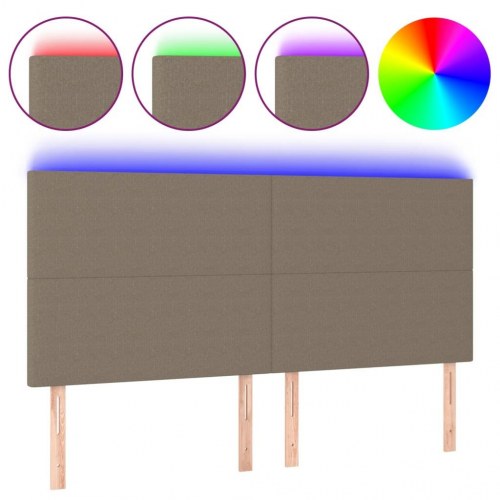 Sengegavl med LED-lys 180 x 5 x 118/128 cm - gråbrun