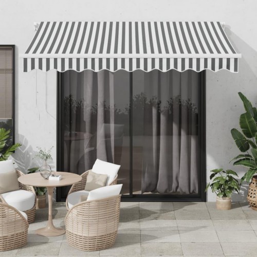 Markise med LED 300 x 250 cm manuel - antracitgrå og hvid