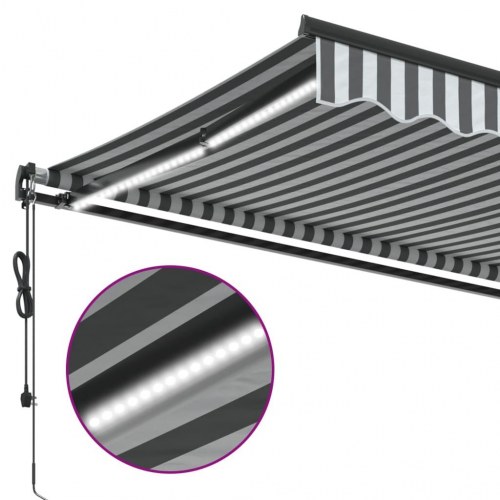 Markise med LED og automatisk betjening 350 x 250 cm - antracitgrå/hvid