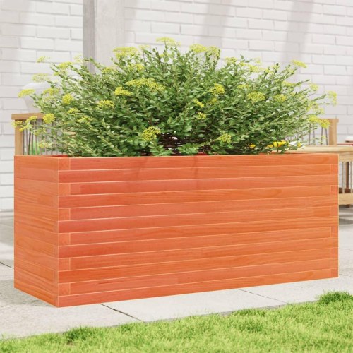 Plantekasse i massivt fyrretræ 110 x 40 x 46 cm - gyldenbrun