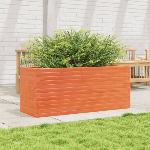Plantekasse i massivt fyrretræ 110 x 40 x 46 cm - gyldenbrun