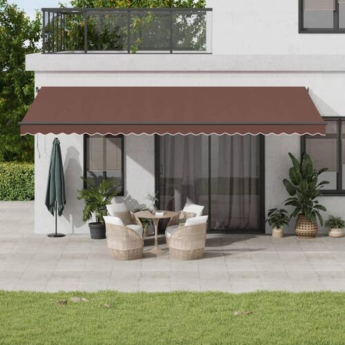 Markise med LED-lys 600x350 cm automatisk betjening brun