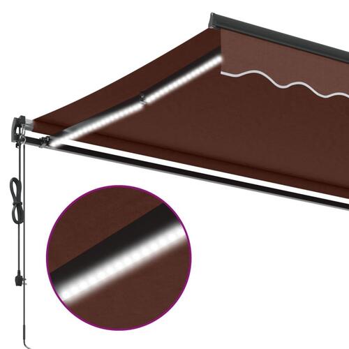 Markise med LED-lys 600x350 cm automatisk betjening brun
