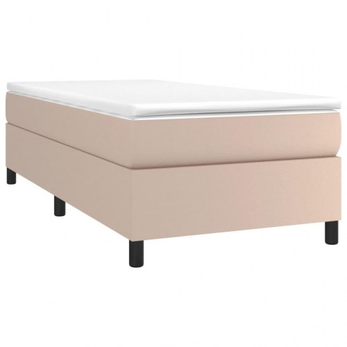 Boxspring sengeramme 90×200 cm i kunstlæder - cappuccino