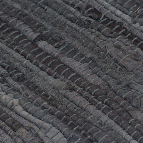 Håndvævet chindi-tæppe læder 190 x 280 cm grå