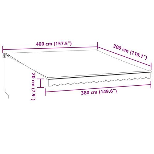 Markise 400x300 cm automatisk betjening antracitgrå og hvid