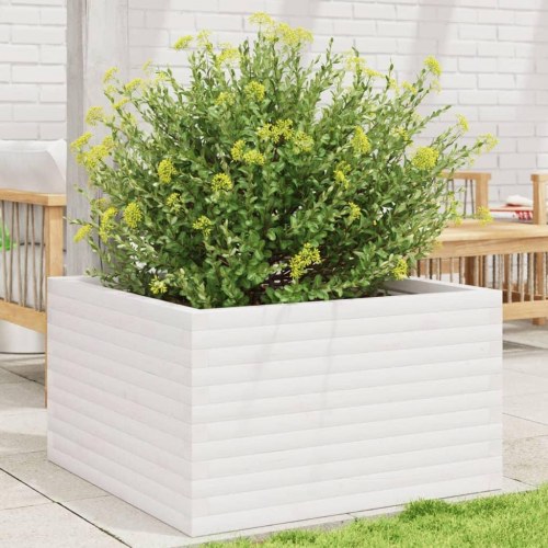 Plantekasse 80 x 80 x 46 cm i massivt fyrretræ - hvid