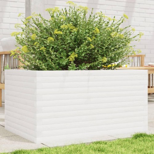 Plantekasse i massivt fyrretræ 90 x 60 x 46 cm - hvid