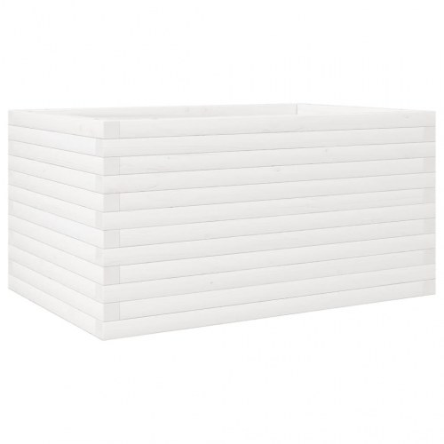 Plantekasse i massivt fyrretræ 90 x 60 x 46 cm - hvid