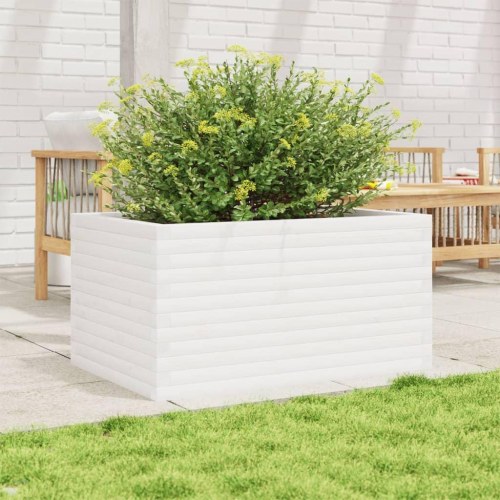 Plantekasse i massivt fyrretræ 90 x 60 x 46 cm - hvid