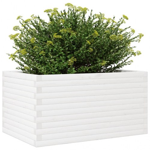 Plantekasse i massivt fyrretræ 90 x 60 x 46 cm - hvid