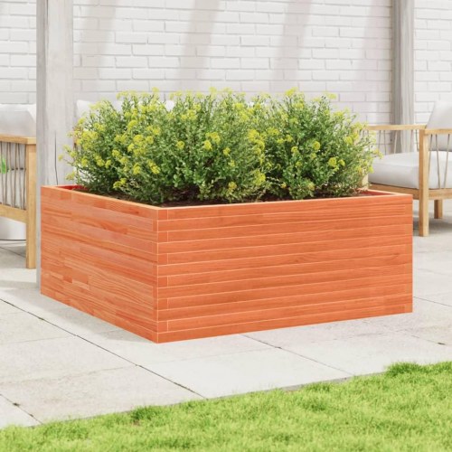 Plantekasse i massivt fyrretræ 110 x 110 x 46 cm - gyldenbrun