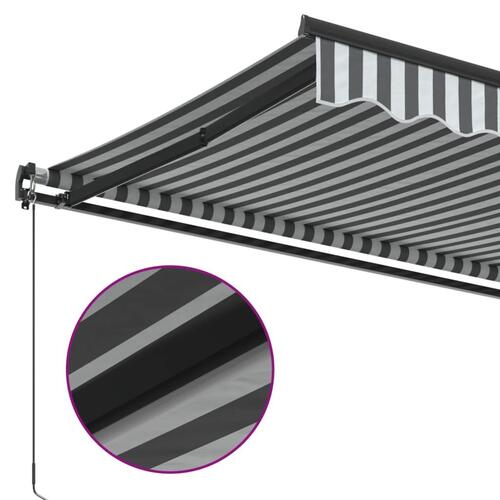 Markise 500x300 cm automatisk betjening antracitgrå og hvid