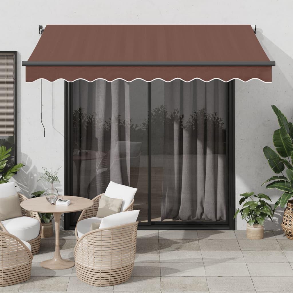 Markise med LED-lys 300x250 cm automatisk betjening brun