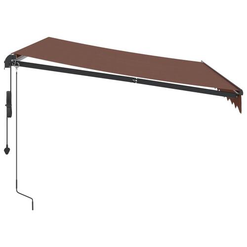Markise med LED-lys 300x250 cm automatisk betjening brun