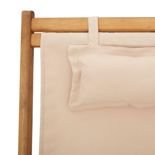 Strandstol foldbar i massivt eukalyptustræ med beige stof