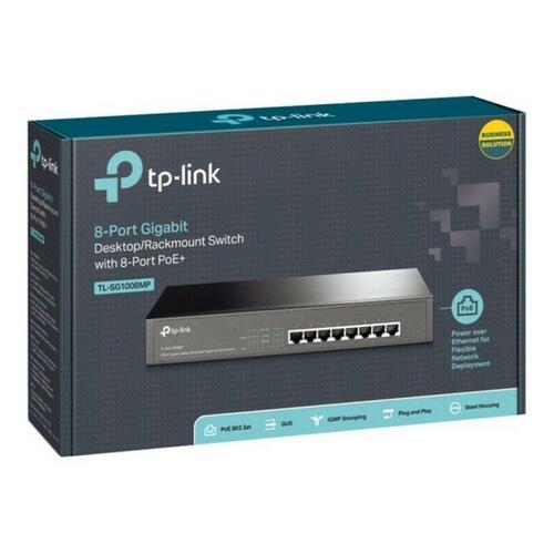 Switch til netværket med kontaktskab TP-Link TL-SG1008MP RJ45 PoE 16 Gbps Sort