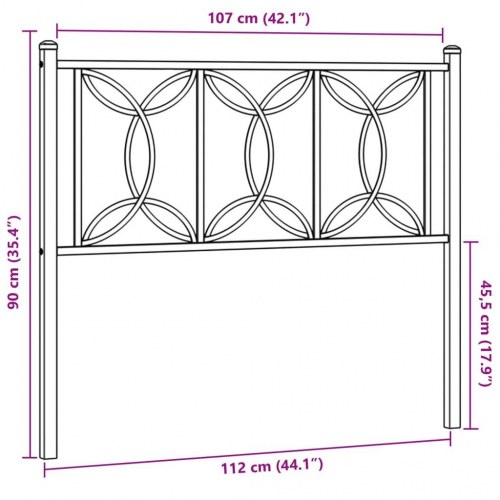 Sengegavl 107 cm metal hvid