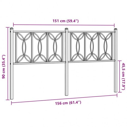 Sengegavl i stål 150 cm - hvid