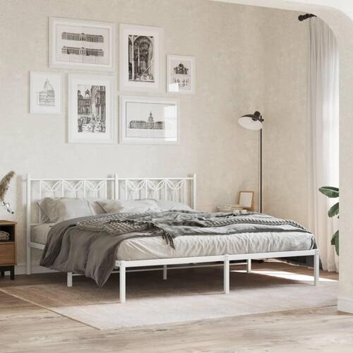 Sengegavl 180 cm metal hvid
