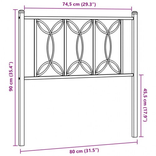 Sengegavl i metal - hvid, 75 cm
