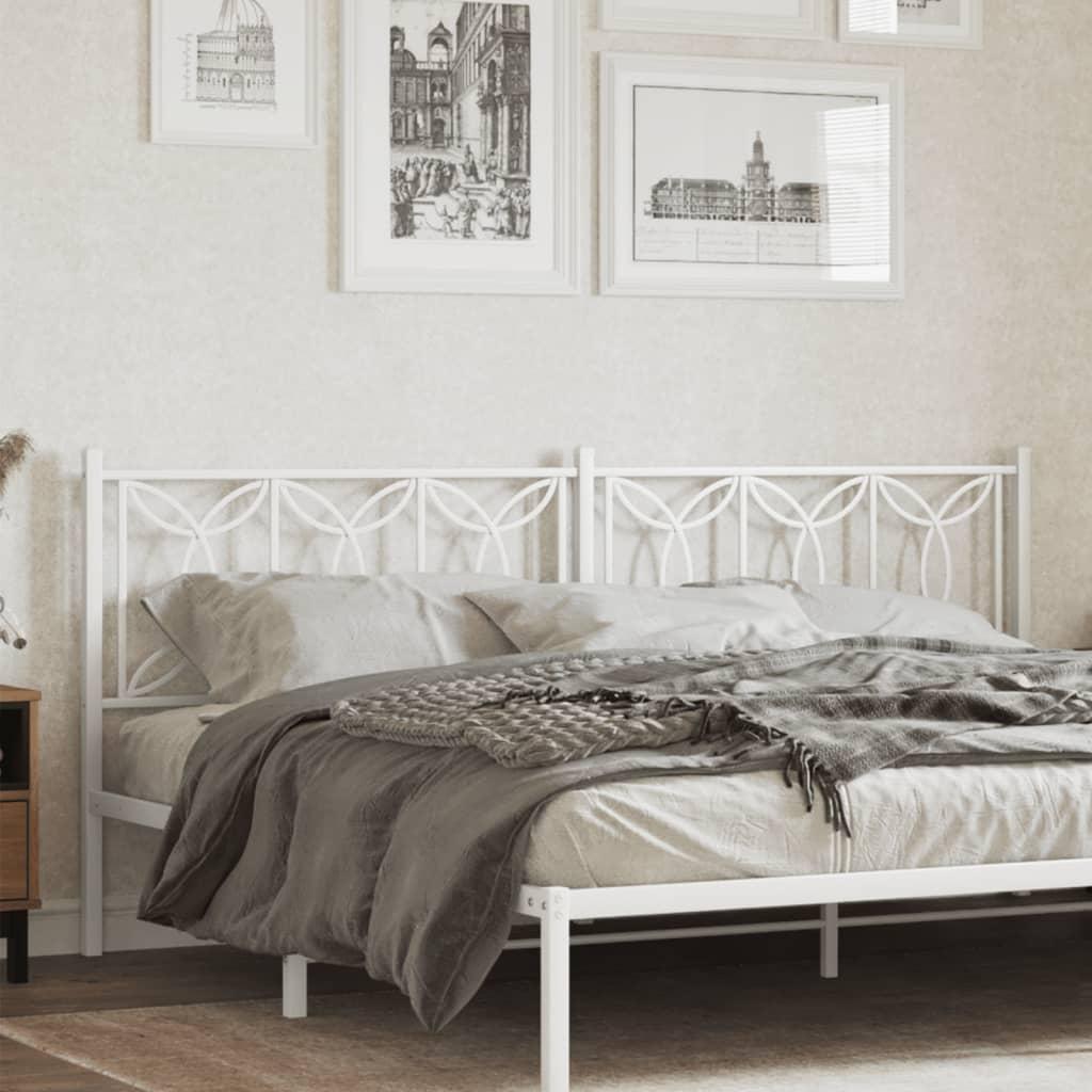 Sengegavl i metal 200 cm - hvid, klassisk design