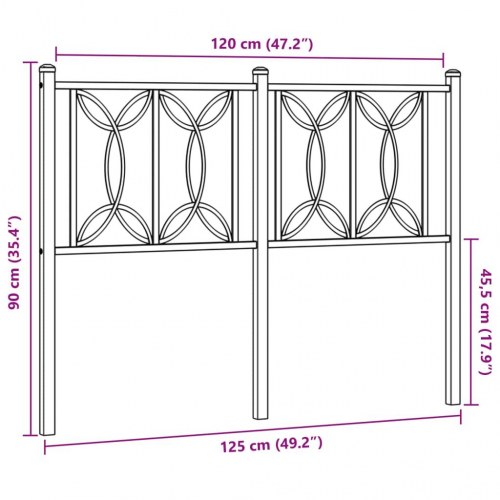 Sengegavl 120 cm metal hvid