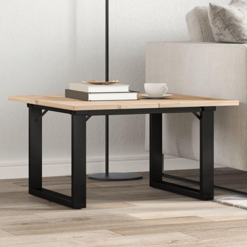 Sofabord 60×60×40 cm med O-stel - massivt fyrretræ og stål