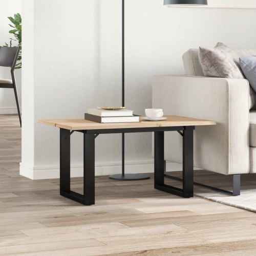 Sofabord 80 x 50 x 40 cm O-stel i massivt fyrretræ og stål