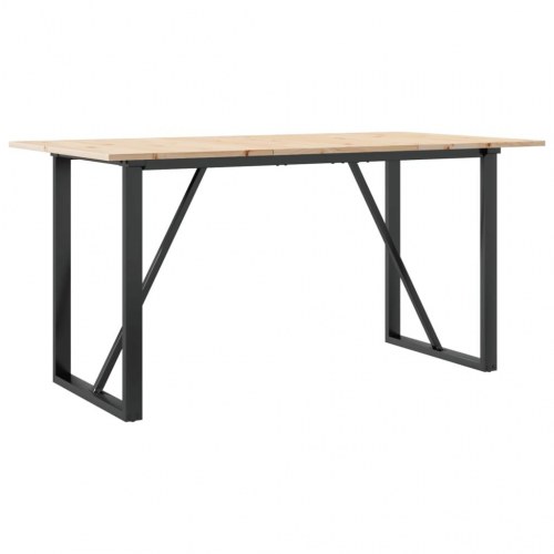 Spisebord 140 x 80 x 75 cm med O-stel i massivt fyrretræ og stål