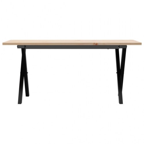 Sofabord 100 x 50 x 45 cm med X-stel i massivt fyrretræ og stål