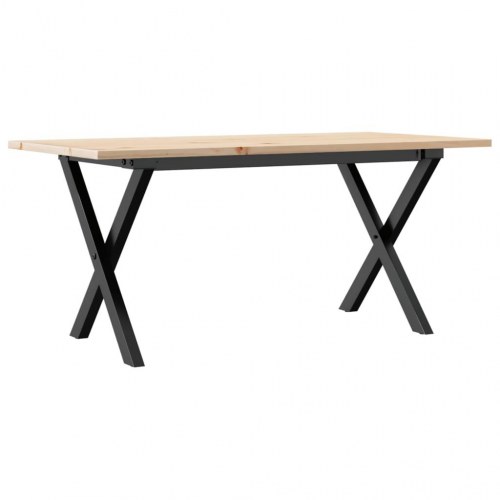 Sofabord 100 x 50 x 45 cm med X-stel i massivt fyrretræ og stål
