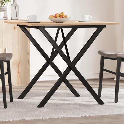 Spisebord 80x80x75 cm X-stel massivt fyrretræ og støbejern