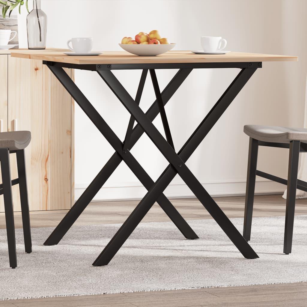 Spisebord 80x80x75 cm X-stel massivt fyrretræ og støbejern