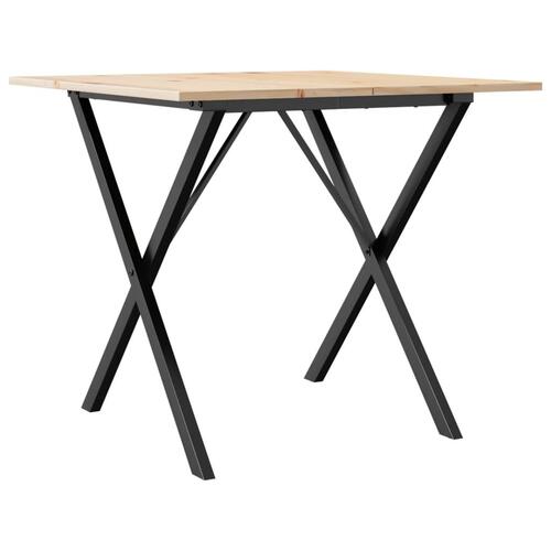 Spisebord 80x80x75 cm X-stel massivt fyrretræ og støbejern