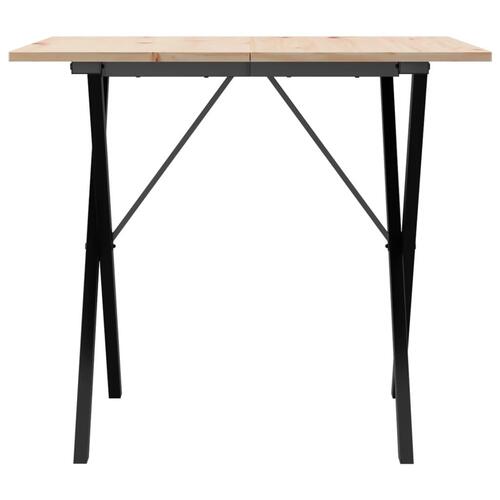 Spisebord 80x80x75 cm X-stel massivt fyrretræ og støbejern