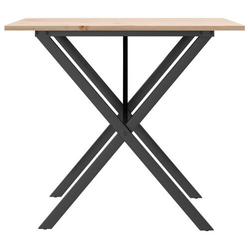 Spisebord 80x80x75 cm X-stel massivt fyrretræ og støbejern