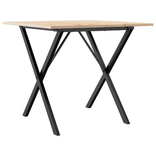 Spisebord 80x80x75 cm X-stel massivt fyrretræ og støbejern