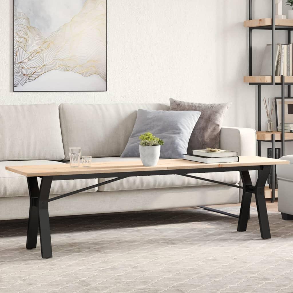 Sofabord 160x40x45 cm Y-stel massivt fyrretræ og støbejern
