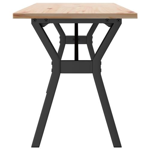 Sofabord 160x40x45 cm Y-stel massivt fyrretræ og støbejern