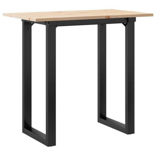 Spisebord med O-stel 80 x 50 x 75,5 cm i massivt fyrretræ og stål