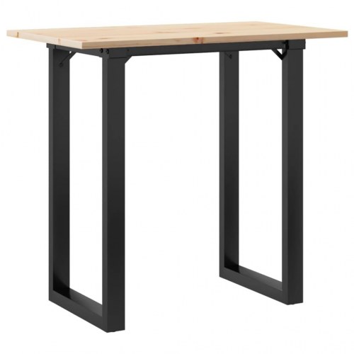 Spisebord med O-stel 80 x 50 x 75,5 cm i massivt fyrretræ og stål