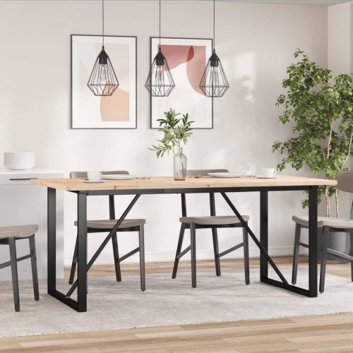 Spisebord 180 x 90 x 75,5 cm med O-stel i massivt fyrretræ og stål