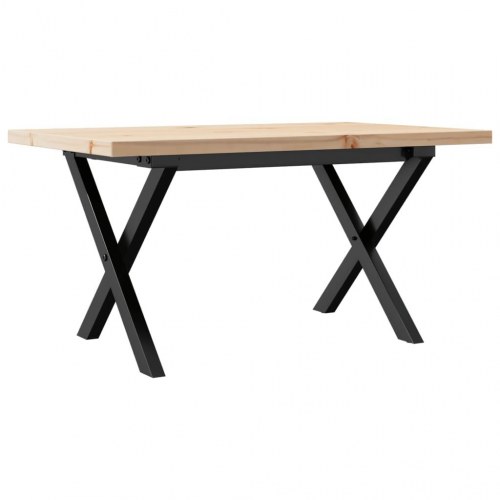 Sofabord 80 x 50 x 40,5 cm med X-stel i massivt fyrretræ og stål