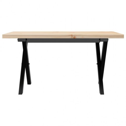 Sofabord 80 x 50 x 40,5 cm med X-stel i massivt fyrretræ og stål
