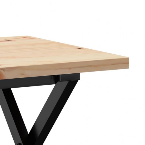 Sofabord 80 x 50 x 40,5 cm med X-stel i massivt fyrretræ og stål