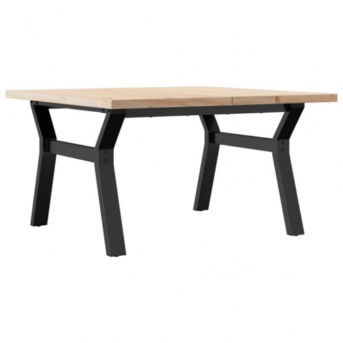Sofabord 80×80×45,5 cm - massivt fyrretræ og stål med Y-stel
