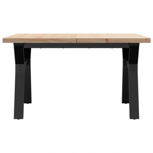 Sofabord 80×80×45,5 cm - massivt fyrretræ og stål med Y-stel